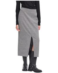 Ichi - Rokken ,Grijs ,Polyester Elegante Viscose Mix Rok - Lyst