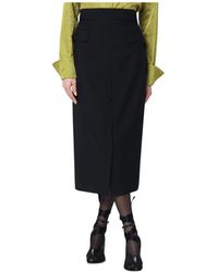 Dries Van Noten - Rokken ,Zwart ,Wol Zwarte Wollen Rok - Lyst