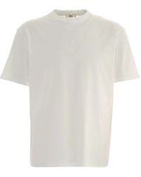 Grifoni - Tops ,Wit ,T-Shirt Regular Met Dubbele Ronde Hals En Onafgewerkte Rand - Lyst