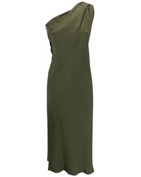 Max Mara - Entrata Satin One-Shoulder Jurk - Lyst