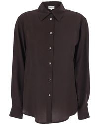 P.A.R.O.S.H. - P.A.R.O..H. ,Overhemden ,Bruin ,Zijden Blouse - Lyst