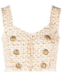 Balmain - Tweed Cropped Top Casual Stijl - Lyst
