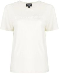 Emporio Armani - Magliette in lino con stampa del logo - Lyst