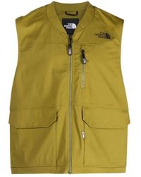 The North Face - Grünes logo-besticktes reißverschluss-gilet - Lyst