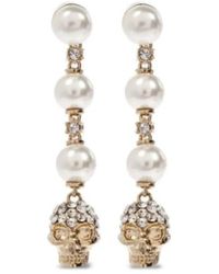 McQueen - Schädel-Ohrringe Mit Perle - Lyst