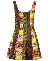 Desigual - Kleedjes ,Geel ,Katoen Korte Jurk Met Vierkante Hals En Print - Lyst
