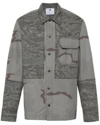 Marine Serre - Grauer Ripstop-Textur-Mantel Mit Logo-Patch - Lyst