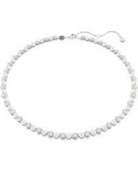 Swarovski - Accessoires ,Grijs ,Ketting Matrix Tennis Ketting Kristal Parel Ronde Slijping Wit Gerhodineerd 5689623 - Lyst