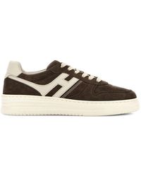 Hogan - Braune Seiden Nylon Sneakers - Lyst