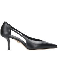Max Mara - Schoenen ,Zwart ,Leer Zwarte Leren Hakken Met Logo - Lyst