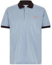 Lacoste - Tops ,Blauw ,Katoen Classic Fit Polo Met Contrasterende Ribbels - Lyst