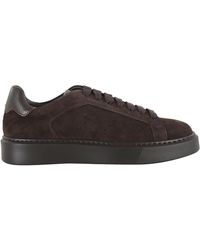 Doucal's - Braune Wildleder-Sneakers Mit Granat-Akzenten - Lyst