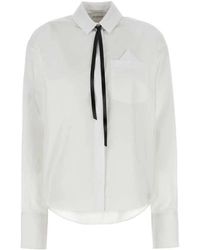 Sportmax - Overhemden ,Wit ,Katoen Witte Katoenen Overhemd Met Lange Mouwen - Lyst