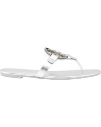 Tory Burch - Silberne flip-flops stilvoll und bequem - Lyst