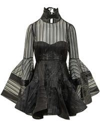 Zimmermann - Kleedjes ,Zwart ,Leer Valiant Lantern Mini Jurk - Lyst