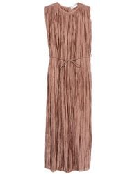 Roberto Collina - Kleedjes ,Roze ,Plissé Maxi Jurk Met Geplooid Effect En Kantdetails - Lyst