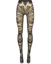 Wolford - Ondergoed ,Zwart ,Wol Tattoo Print Sheer Zwarte Panty's - Lyst