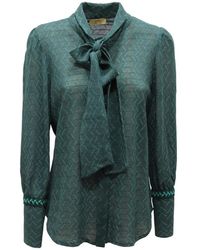 PHO® Firenze - Overhemden ,Groen ,Wol Camicia Wo Lurex Shirt - Lyst