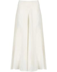 120% Lino - Elegante falda midi de lino marfil - Lyst
