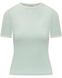 Courreges - Tops ,Wit ,Katoen Signature Contrast T-Shirt - Lyst