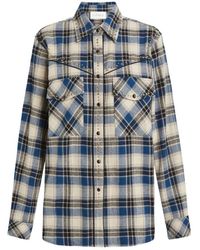 P.A.R.O.S.H. - P.A.R.O..H. ,Overhemden ,Blauw ,Geruite Tartan Blouse - Lyst