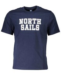 North Sails - Tops ,Blauw ,Katoen Blauw Katoen Print Logo T-Shirt - Lyst