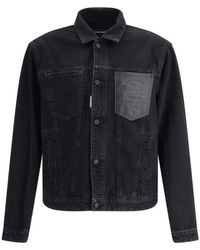 DSquared² - Jassen ,Zwart ,Denim Logo Patch Denim Jacket - Lyst