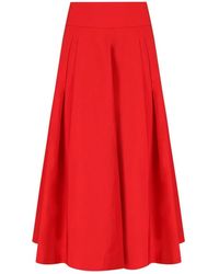 Essentiel Antwerp - Roter Plissierter Midi-Rock - Lyst