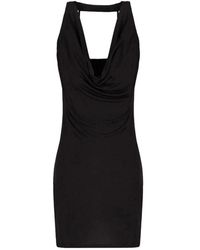 Armani Exchange - Schwarzes kurzes kleid mit drapiertem ausschnitt - Lyst