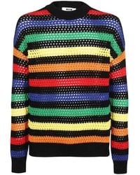 MSGM - Truien & Vesten ,Veelkleurig ,Katoen Katoenen Crew-Neck Sweater Openwork Gebreid - Lyst