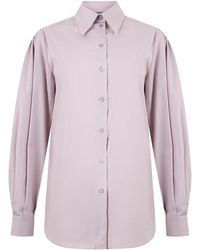 Alberta Ferretti - Overhemden ,Paars ,Katoen Lichtgewicht Shirt Met Lange Mouwen - Lyst