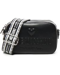 Love Moschino - Schwarze Leder-Schultertasche Mit Logo - Lyst