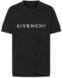Givenchy - Zerstörtes klassisches fit loch t-shirt - Lyst