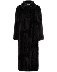 Silvian Heach - Jassen ,Bruin ,Polyester Lange Zwarte Jas Van Imitatiebont - Lyst
