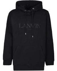 Lanvin - Hoodies & Sweatvesten ,Zwart ,Katoen Zwarte Sweatshirt Stijlvol Comfortabel Ss 24 - Lyst