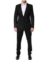 Dolce & Gabbana - Kostuums ,Zwart ,Wol Zwart Jacquard 2-Delig Pak - Lyst