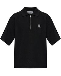 Stone Island - Tops ,Zwart ,Katoen Polo Shirt Met Logo Patch - Lyst