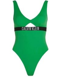 Calvin Klein - Badmode ,Groen ,Nylon Mode Fit Eendelig Badpak - Lyst