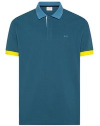 Sun 68 - Tops ,Blauw ,Katoen Polo 3 Color Way S/S - Lyst