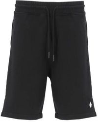 Marcelo Burlon - Schwarze bermuda-shorts aus baumwolle mit elastischem bund - Lyst