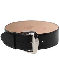 McQueen - Zwarte Leren Riem Met Zilveren Gesp - Lyst