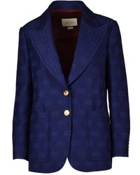 Gucci Motif Diagonal Blazer - Blauw