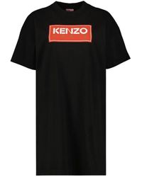 KENZO - Abito in cotone con logo stampato - Lyst