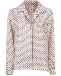 Max Mara - Overhemden ,Roze ,Leer Semi-Fitted Gedrukte Zijden Blouse - Lyst