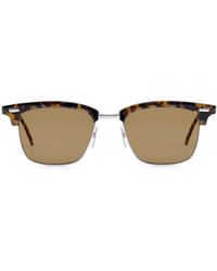 Thom Browne - Accessoires ,Bruin ,Elegante Rechthoekige Clubmaster Zonnebril - Lyst