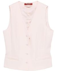 Max Mara - Jassen ,Roze ,Wol Wollen Crêpe Gilet - Lyst