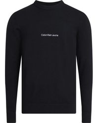 Calvin Klein - Schwarzer pullover mit kontrastlogo - Lyst