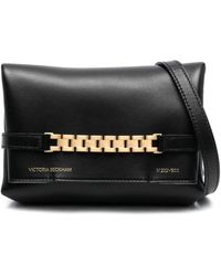 Victoria Beckham - Borsa a tracolla in pelle nera con dettagli a catena - Lyst