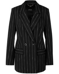 Marc Cain - Jassen ,Zwart ,Katoen Gestreepte Blazer Met Linnen, Wol En Katoen - Lyst