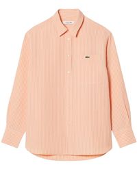 Lacoste - Overhemden ,Oranje ,Linnen Oversized Linnenmix Shirt - Lyst